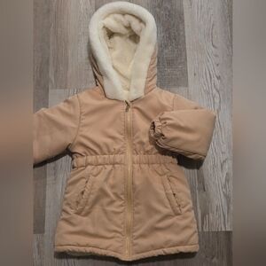 Tan Hooded Jacket with Warm Lining
